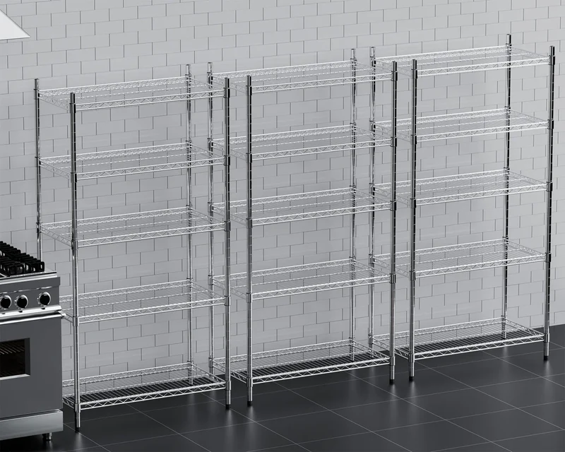 Rayonnage – chromé – 5 niveaux – 910 x 455 x 1810 mm