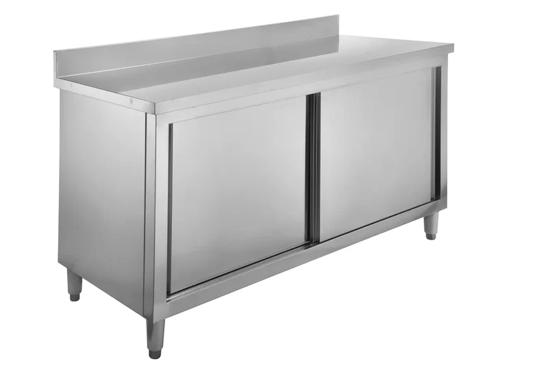 Armoire de travail en inox Basic 180x70 avec dosseret 100 mm