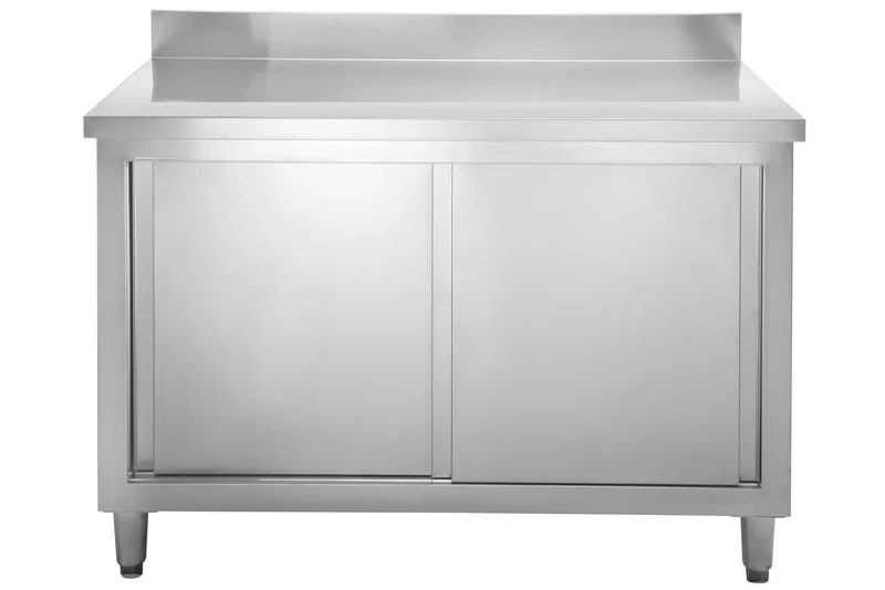 Armoire de travail en inox Basic 160x60 avec dosseret 100 mm