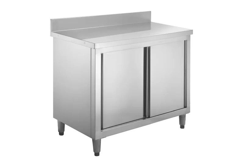 Armoire de travail en inox Basic 120x60 avec dosseret 100 mm