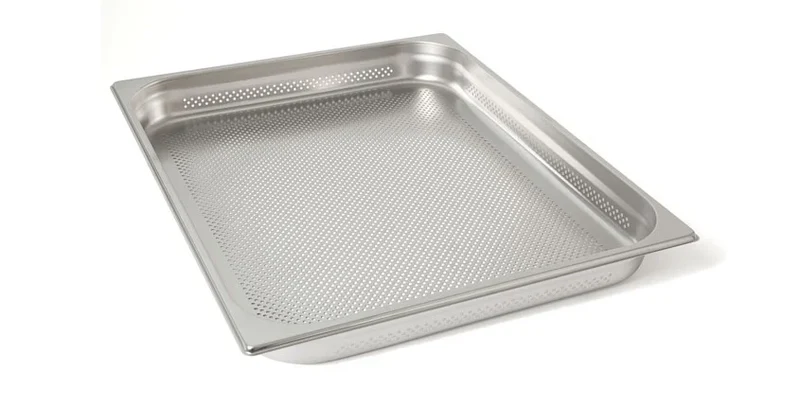 Bac GN Rieber en acier inoxydable GN 2/1 perforé - 65 mm, capacité : 17 litres, Mod. 21 064
