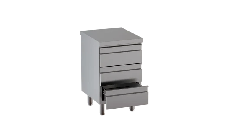 Meuble à tiroirs en inox ECO unité 3 tiroirs 600 sans dosseret