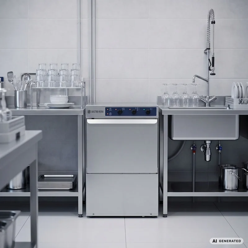 Lave-verres ECO 40x40 cm, avec doseur de détergent et de liquide de rinçage, avec pompe de vidange, fabriqué en Europe, 230 V