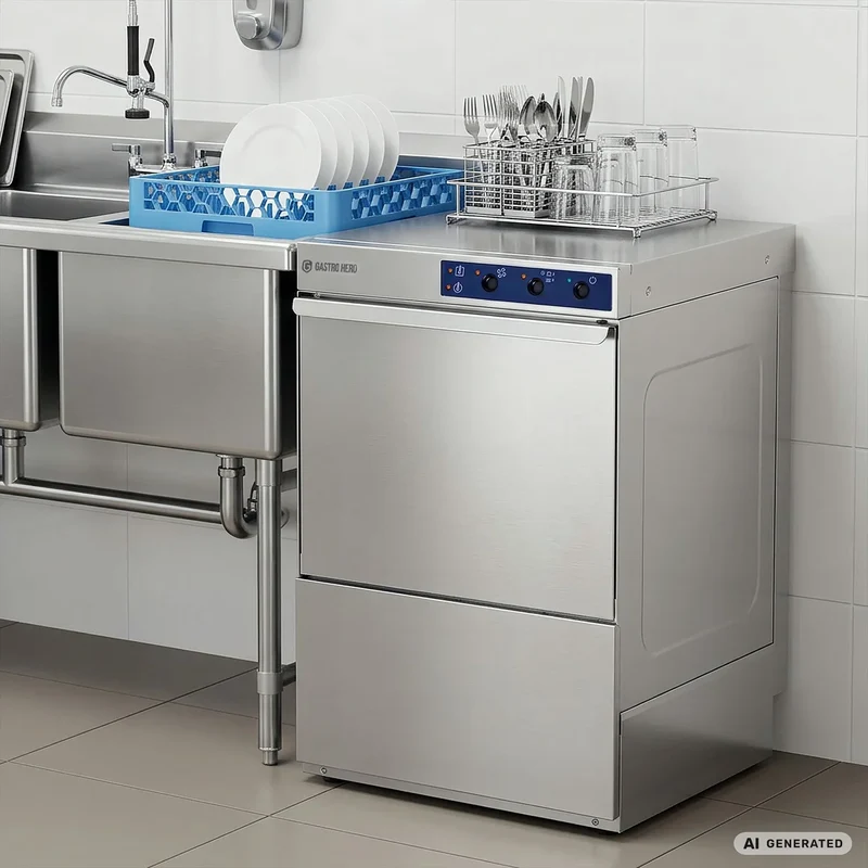 Lave-vaisselle ECO 50x50 cm, avec doseur de détergent et de liquide de rinçage, avec pompe de vidange, fabriqué en Europe, 230/400 V