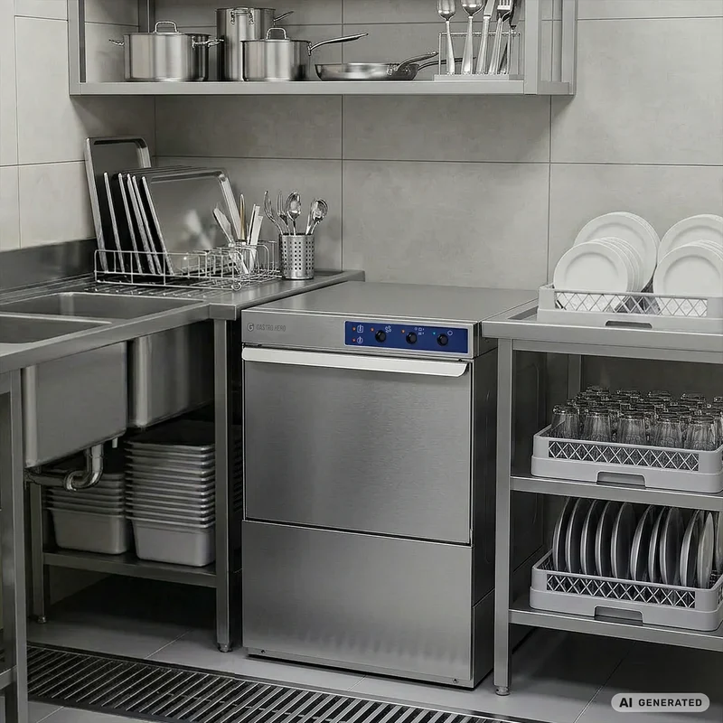 Lave-vaisselle ECO 50x50 cm, avec doseur de détergent et de liquide de rinçage, fabriqué en Europe, 230/400 V