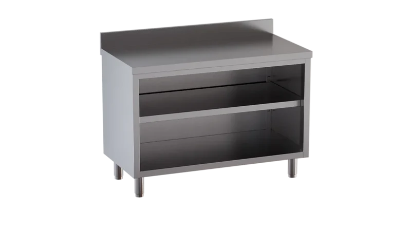 Armoire de travail en inox ECO 20x7 ouverte avec dosseret