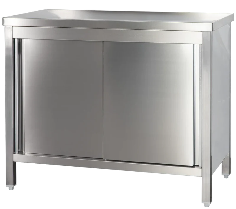Armoire de travail professionnelle en acier inoxydable avec portes coulissantes 1600 x 600 mm