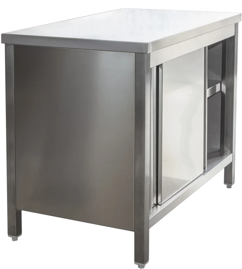 Armoire de travail professionnelle en acier inoxydable avec portes coulissantes 1600 x 600 mm