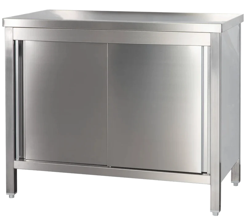 Armoire de travail professionnelle en acier inoxydable avec portes coulissantes 1200 x 600 mm