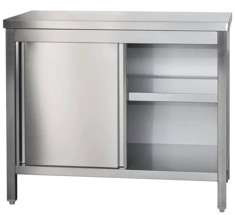Armoire de travail professionnelle en acier inoxydable avec portes coulissantes 1200 x 600 mm