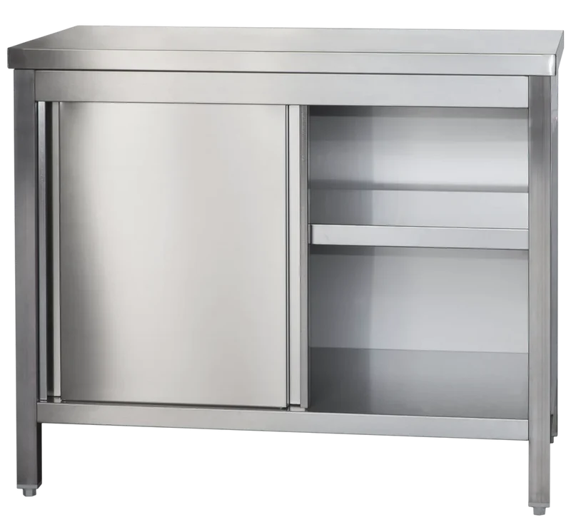 Armoire de travail professionnelle en inox avec portes coulissantes - 2000 x 600 mm