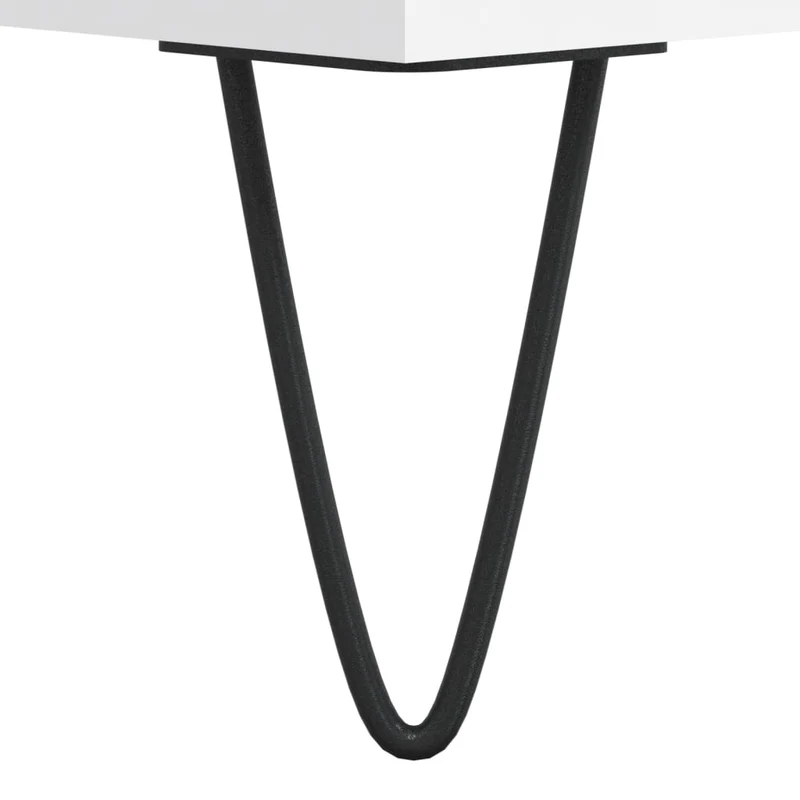 Lot de 2 tables basses d'appoint avec tiroir 50 x 46 x 35 cm bois d'ingénierie blanc et métal DEC040305