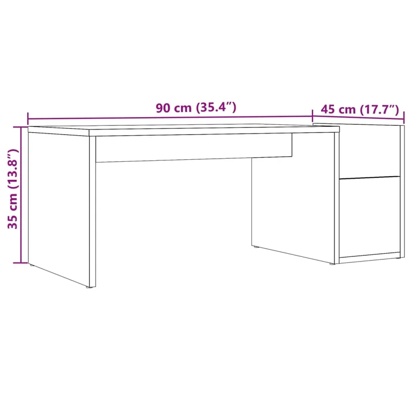 Table basse design rustique et moderne 90 x 45 x 35 cm bois d'ingénierie marron effet vieilli DEC040211
