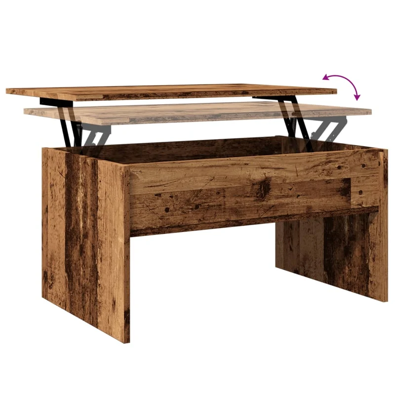 Table basse avec plateau relevable 80 x 50,5 x 41,5 cm bois d'ingénierie marron vieilli DEC040209