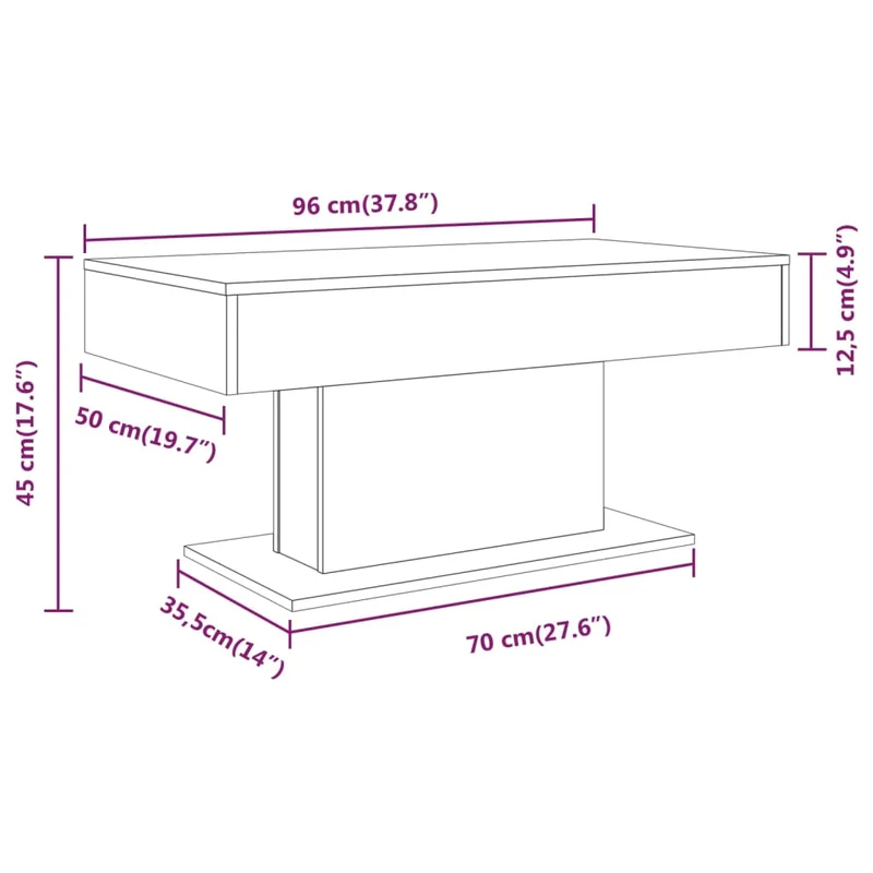 Table basse style moderne 96 x 50 x 45 cm bois d'ingénierie gris DEC040170