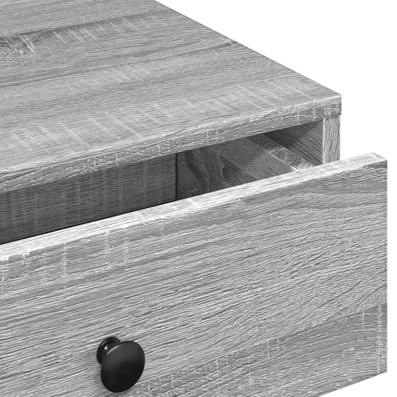 Table basse avec tiroirs 90 x 90 x 28 cm bois d'ingénierie gris et métal DEC040166