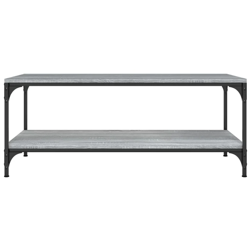 Table basse avec étagère style industriel 80 x 50 x 40 cm bois d'ingénierie gris et acier DEC040089