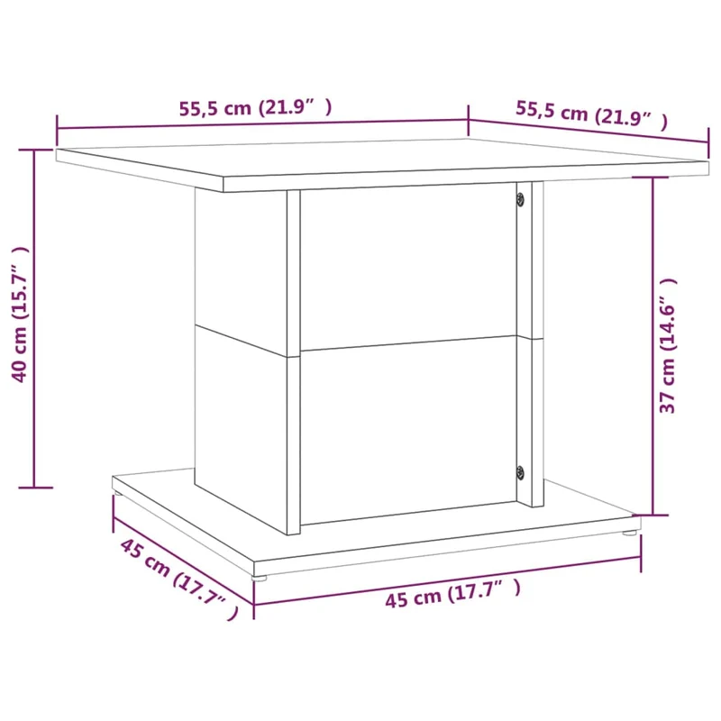 Table basse moderne 55,5 x 55,5 x 40 cm bois d'ingénierie gris DEC040041