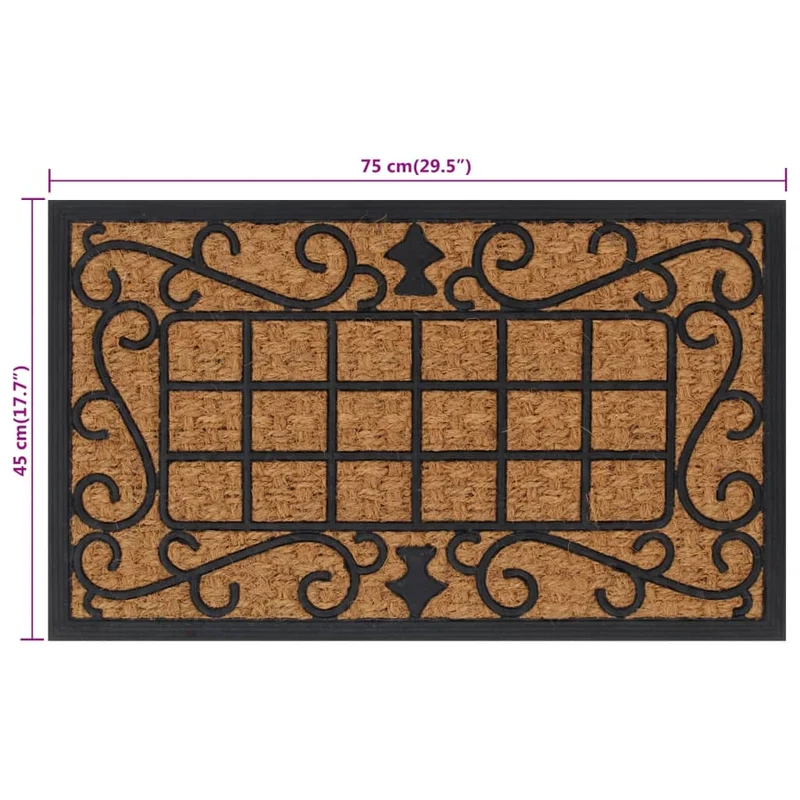 Paillasson rectangulaire 45 x 75 cm caoutchouc et fibre de coco marron DEC040653
