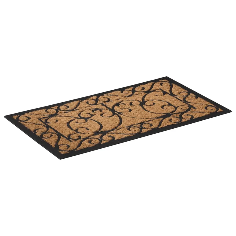 Paillasson rectangulaire 45 x 75 cm caoutchouc et fibre de coco marron DEC040652