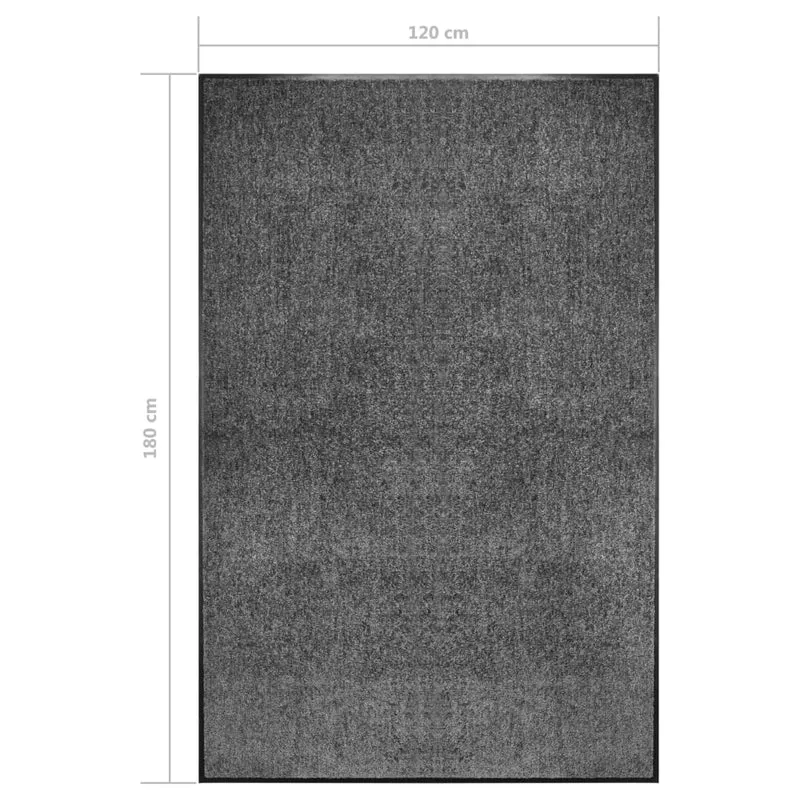 Paillasson lavable 120 x 180 cm polyamide anthracite et PVC antidérapant DEC040599