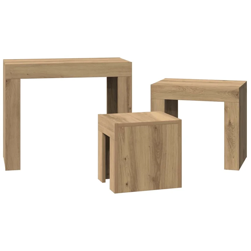 Lot de 3 tables d'appoint en bois d'ingénierie couleur chêne DEC040537