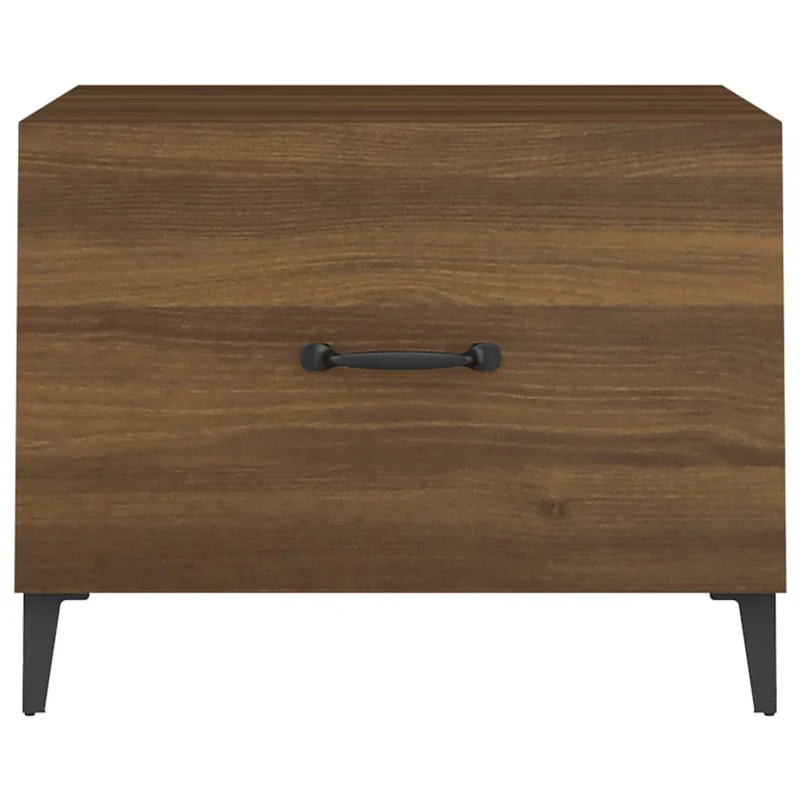 Lot de 2 tables chevet avec tiroir 2 50 x 50 x 40cm bois d'ingénierie marron et métal DEC040481