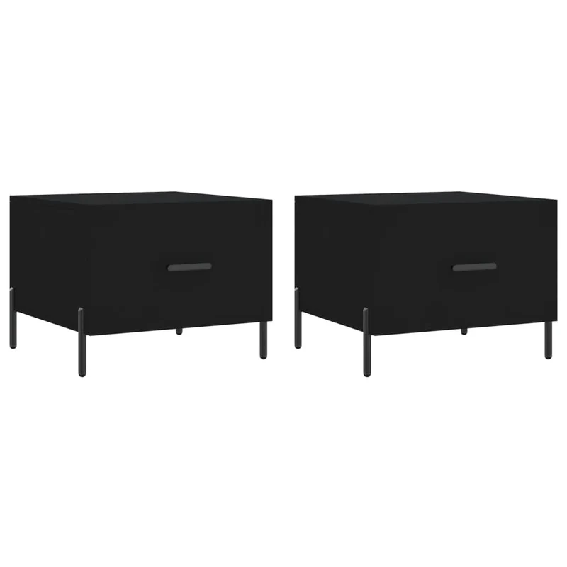 Lot de 2 tables de chevets avec tiroir 50 x 50 x 40 cm bois d'ingénierie noir et fer DEC040419