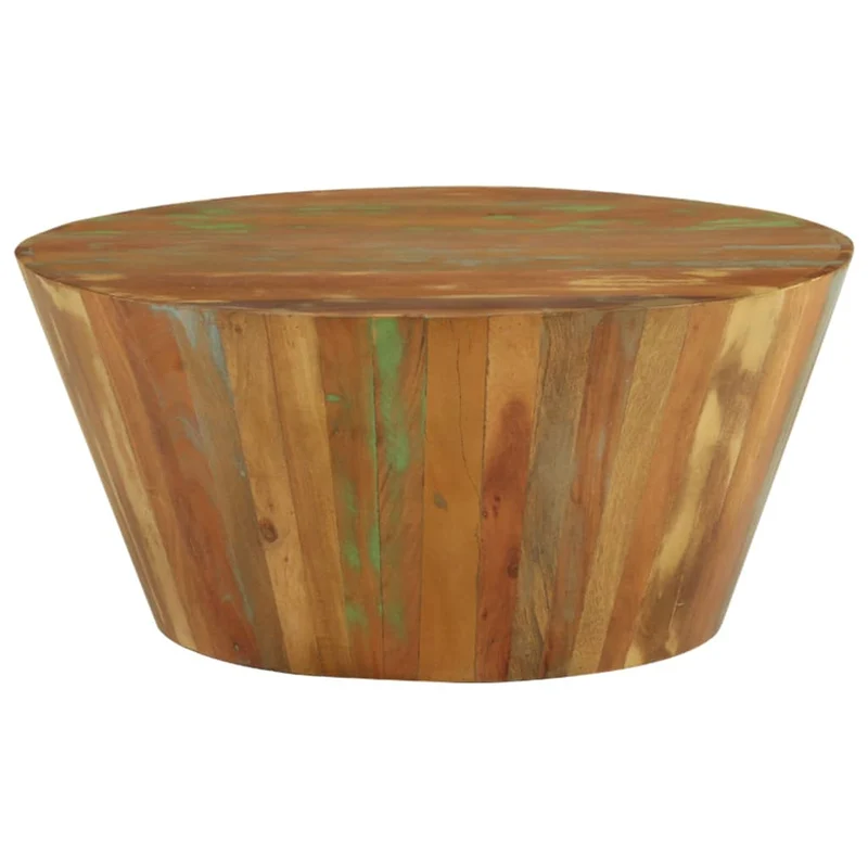 Table basse Ø65 x 31 cm bois de récupération massif multicolore DEC040229