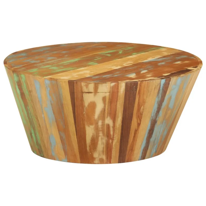 Table basse Ø65 x 31 cm bois de récupération massif multicolore DEC040229