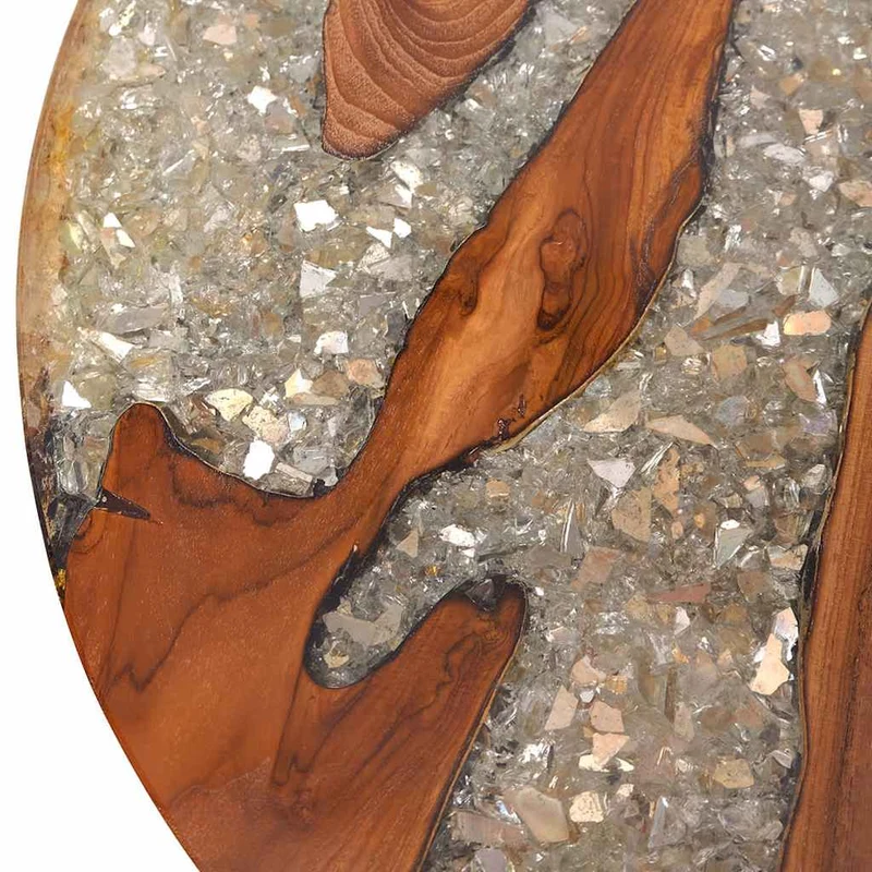Table d'appoint design rustique en teck résine diamètre 60 cm multicolore DEC040182
