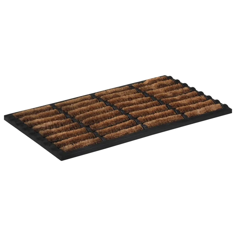Paillasson rectangulaire antidérapant 45 x 75 cm caoutchouc et fibre de coco marron DEC040655