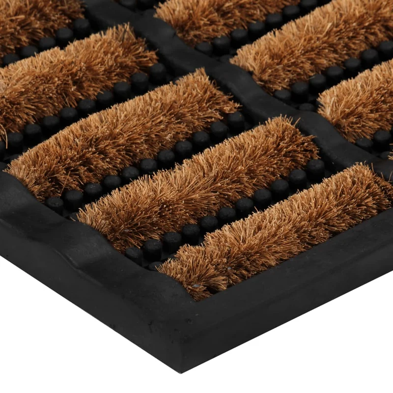 Paillasson rectangulaire antidérapant 45 x 75 cm caoutchouc et fibre de coco marron DEC040655