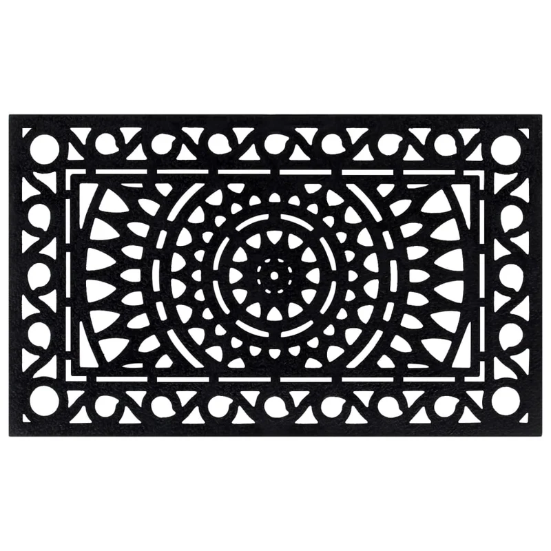 Paillasson rectangulaire 45 x 75 cm caoutchouc noir DEC040650