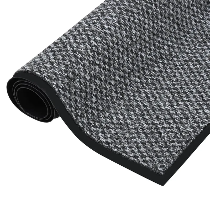 Paillasson porte d'entrée dessous antidérapant 90 x 150 cm PP gris et vinyle DEC040598