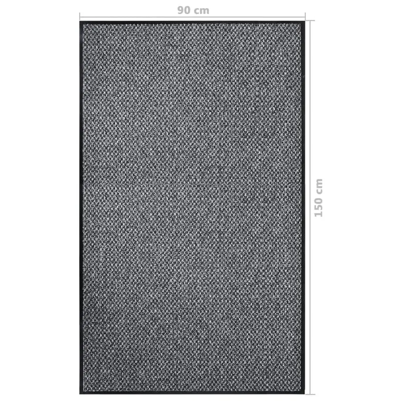 Paillasson porte d'entrée dessous antidérapant 90 x 150 cm PP gris et vinyle DEC040598