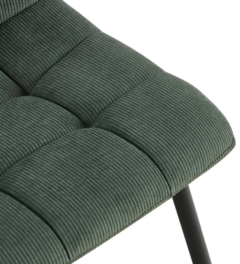 Lot de 2 chaises de salle à manger rembourrées en velours côtelé vert surpiqûres décoratives et métal noir 10_0007454