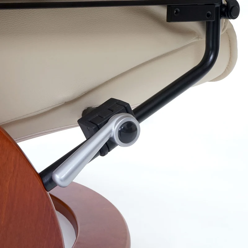 Fauteuil de relaxation TV avec repose-pieds cuir véritable crème pivotant et réglable 04_0003674