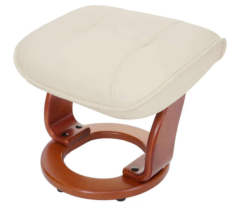 Fauteuil de relaxation TV avec repose-pieds cuir véritable crème pivotant et réglable 04_0003674