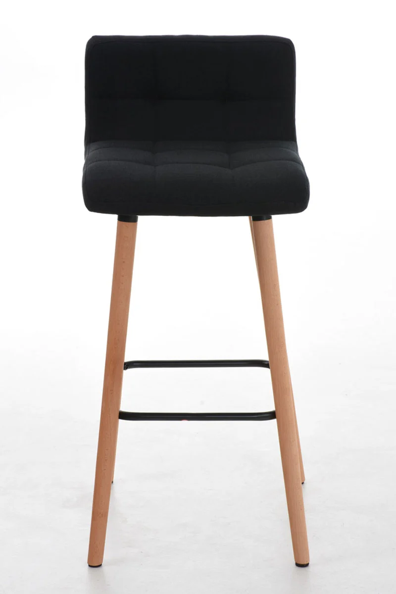 Lot de 2 tabourets de bar en tissu noir coutures décoratives pieds en bois avec repose-pieds 10_0000218