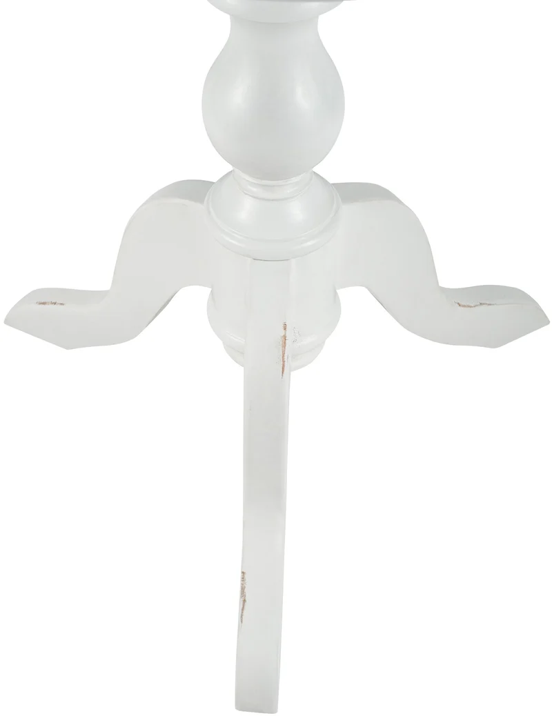 Table d'appoint en bois de mindi blanc antique Ø 70 cm style maison de campagne 10_0009190