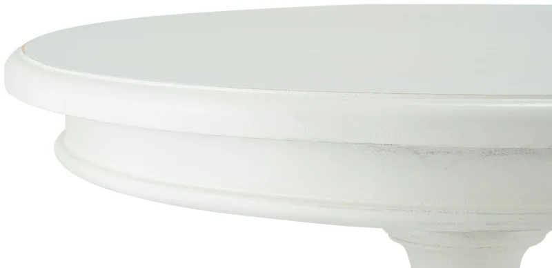 Table d'appoint en bois de mindi blanc antique Ø 50 cm style shabby chic 10_0009144