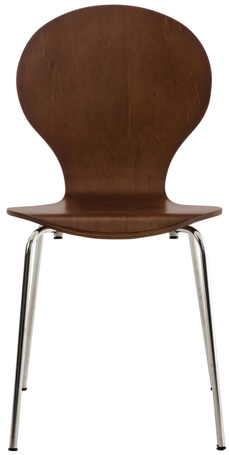 Chaise visiteur empilable en bois marron et métal chromé style moderne 10_0008289