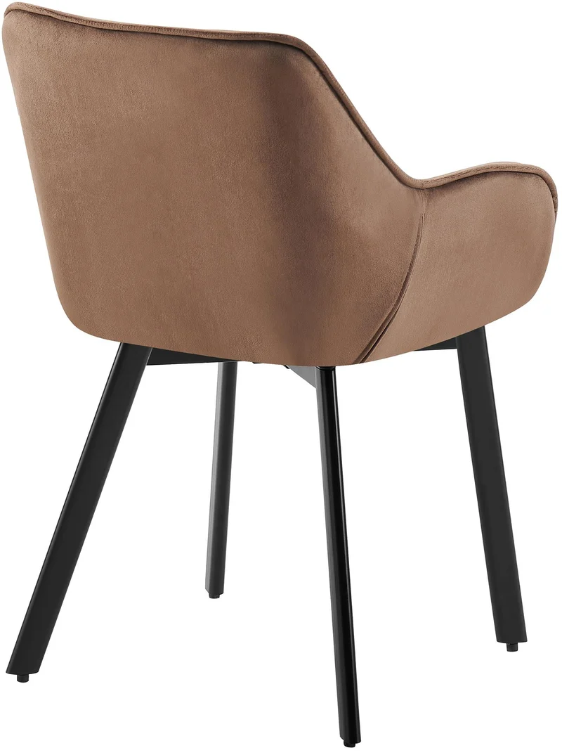 Chaise de salle à manger x1 assise pivotante en velours marron motif matelassé cadre métal 10_0007183
