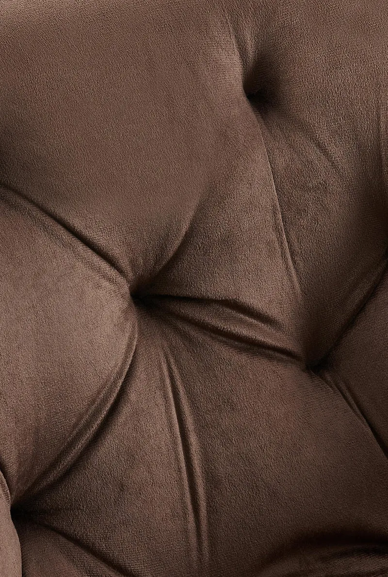 Chaise de salle à manger x1 assise pivotante en velours marron motif matelassé cadre métal 10_0007183