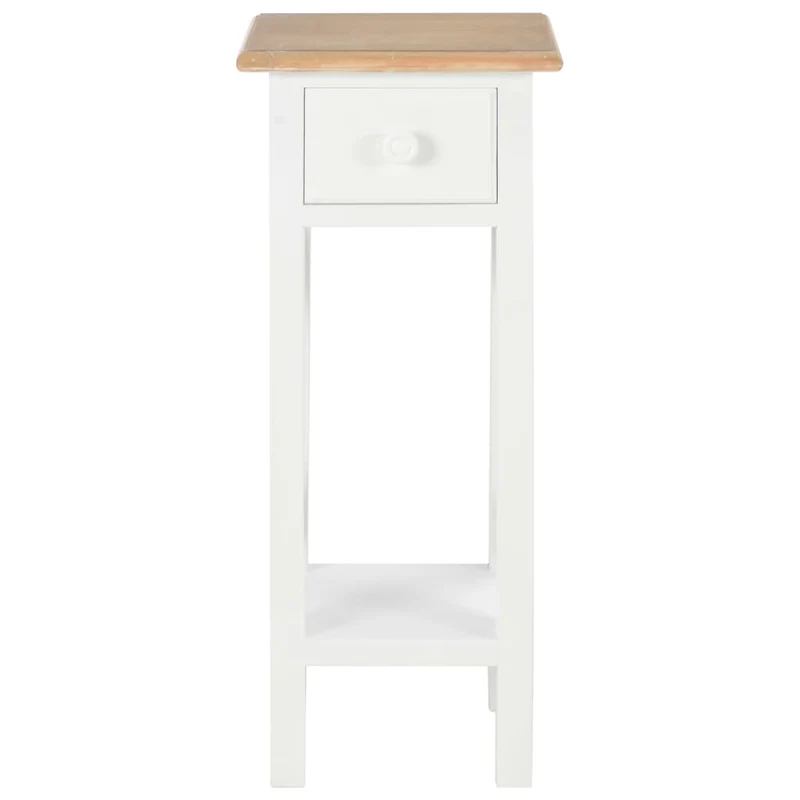 Table d'appoint support de plante avec tiroir et étagère 27 x 27 x 65,5 cm MDF + bois de pin blanc et marron DEC032345