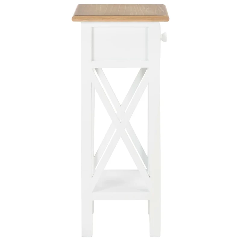 Table d'appoint support de plante avec tiroir et étagère 27 x 27 x 65,5 cm MDF + bois de pin blanc et marron DEC032345