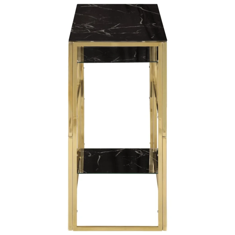 Table console avec étagère 110 x 35 x 70 cm en acier inoxydable doré et verre trempé DEC031359