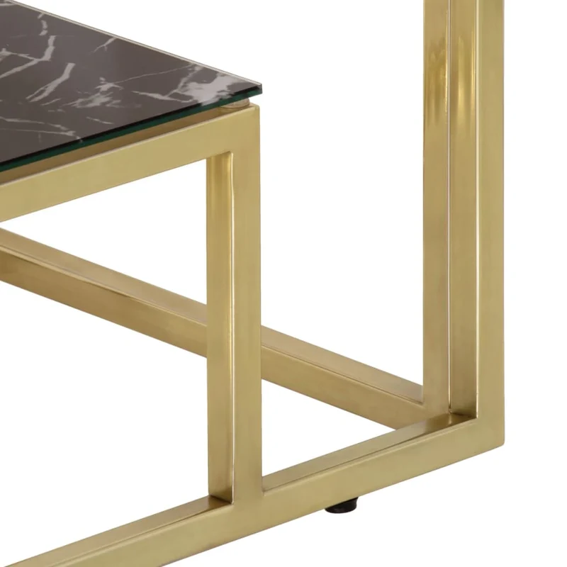Table console avec étagère 110 x 35 x 70 cm en acier inoxydable doré et verre trempé DEC031359
