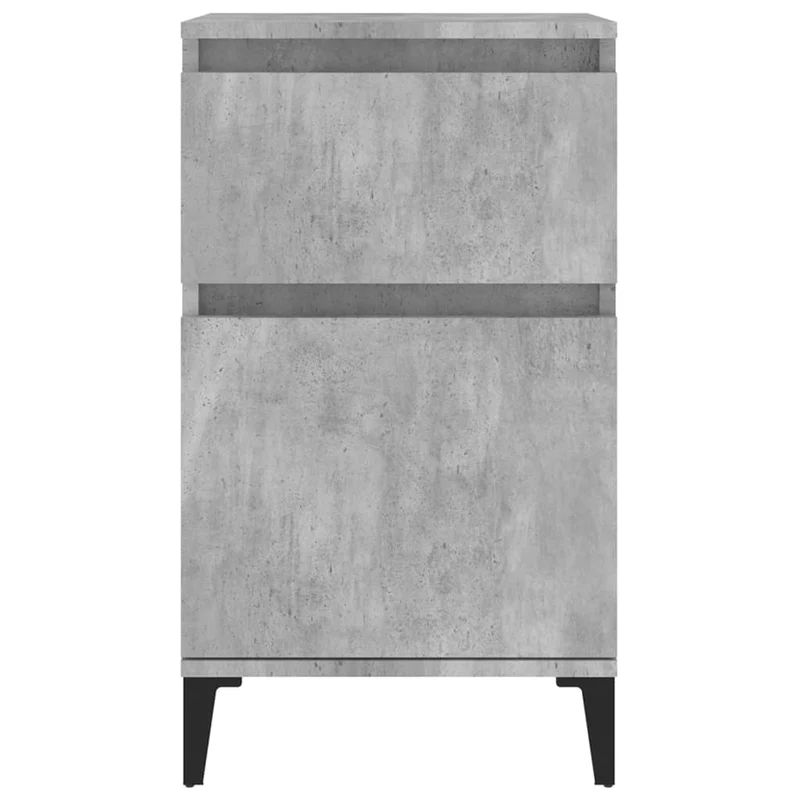 Lot de 2 tables de chevet avec tiroir et compartiment avec porte 40 x 35 x 70 cm bois d'ingénierie gris et métal DEC035383